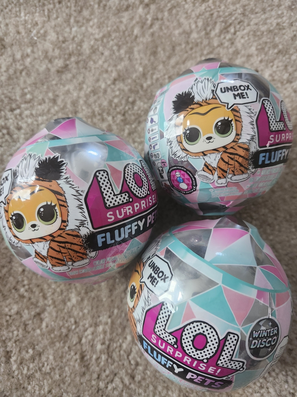 3/ L.O.L. Surprise! Fluffy Pets Toy Balls - Pink, Teal, White